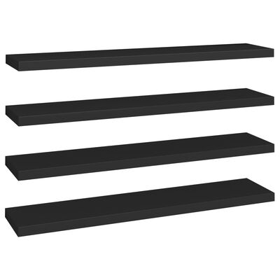 vidaXL Floating Wall Shelves 4 pcs Black 120x23.5x3.8 cm MDF