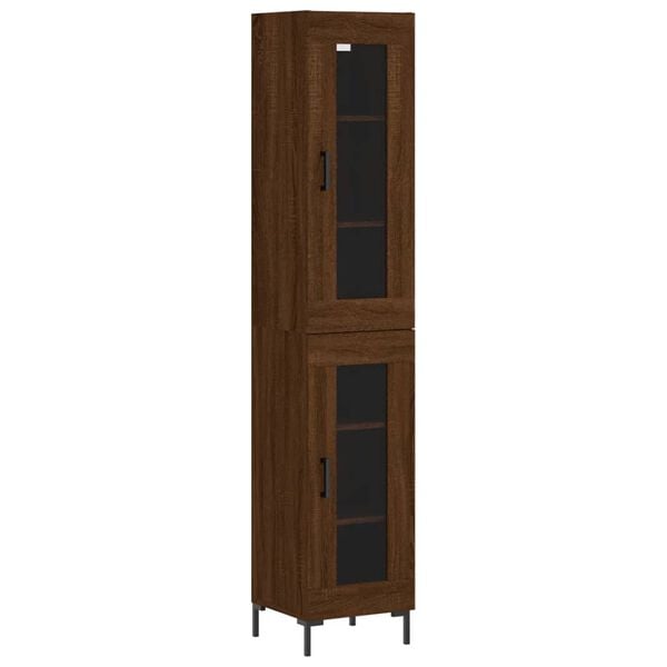 vidaXL Highboard Brown Oak 34.5x34x180 cm Engineered Wood