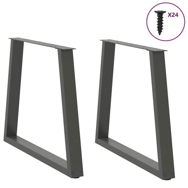 vidaXL Dining Table Legs V-Shape 2 pcs Anthracite 70x(72-73.3) cm Steel