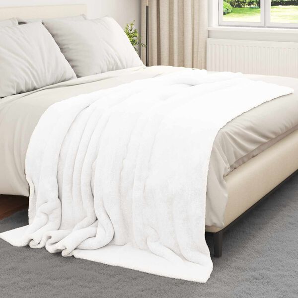 vidaXL Throw Blanket White 150 x 200 cm Fleece