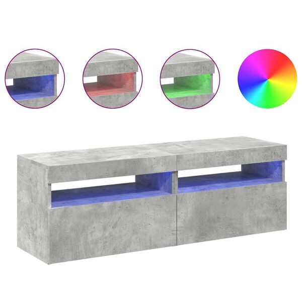 vidaXL TV Cabinets with LED Lights 2 pcs Concrete Grey 60x35x40 cm