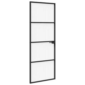 vidaXL Interior Door Black 76x201,5 cm Tempered Glass & Aluminium Slim