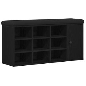 vidaXL Storage Bench Black Oak 102 x 32 x 50 cm Engineered Wood