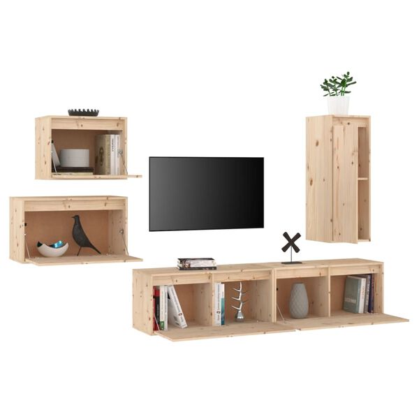vidaXL TV Cabinets 5 pcs Solid Wood Pine