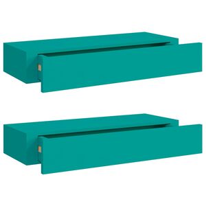 vidaXL Wall-mounted Drawer Shelves 2 pcs Blue 60x23.5x10cm MDF