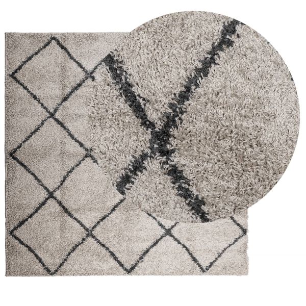 vidaXL Shaggy Rug PAMPLONA High Pile Modern Beige and Anthracite 240x240 cm