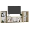 vidaXL 3 Piece TV Cabinet Set White and Sonoma Oak Engineered Wood