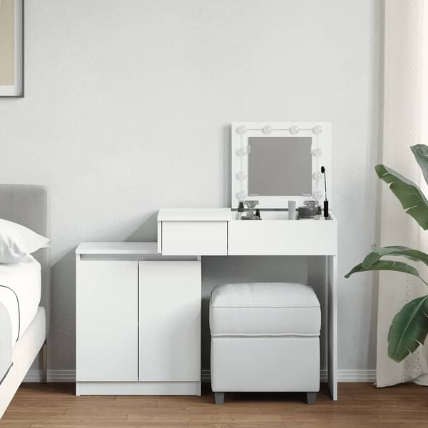 vidaXL Dressing Table with LED White 115x37x110.5 cm