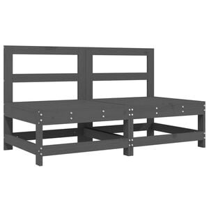 vidaXL Garden Middle Sofas 2 pcs Grey Solid Wood Pine