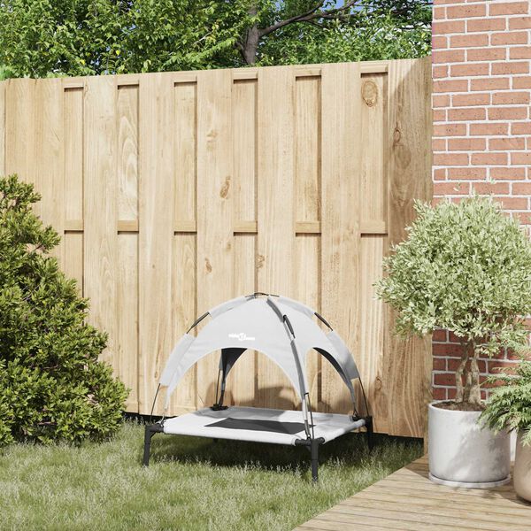 vidaXL Dog Bed Folding Manual Silver Grey 76 x 62 x 70.5 cm Steel