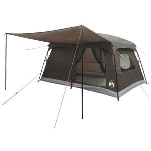 vidaXL Family Tent 10-Person Brown Grey Polyester and Steel