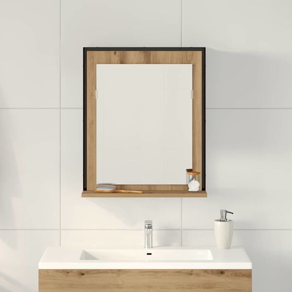vidaXL Mirror Artisan oak 50 x 12 x 60 cm Glass and Engineered Wood