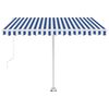 vidaXL Manual Retractable Awning with LED 300x250 cm Blue and White