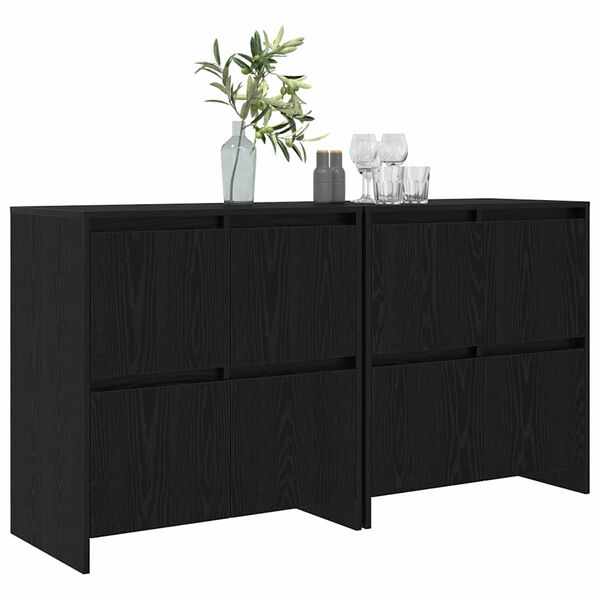 vidaXL Sideboards 2 pcs Black oak 70 x 41 x 75 cm Engineered wood