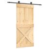 vidaXL Sliding Door Natural and Black 95 x 210 cm Solid Pine Wood