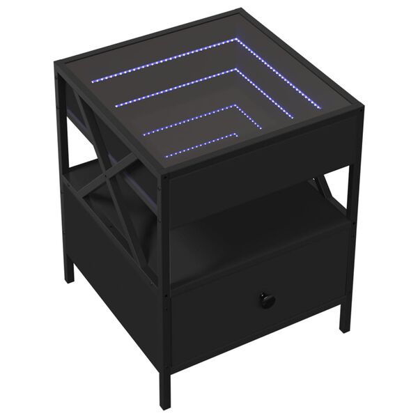 vidaXL Coffee Table with Infinity LED Black 40x40x51 cm