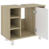 vidaXL 3 Piece Bathroom Furniture Set White and Sonoma Oak Engineered Wood