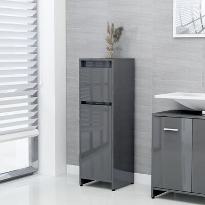 vidaXL Bathroom Cabinet High Gloss Grey 30x30x95 cm Engineered Wood