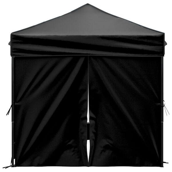vidaXL Folding Party Tent with Sidewalls Black 2x2 m
