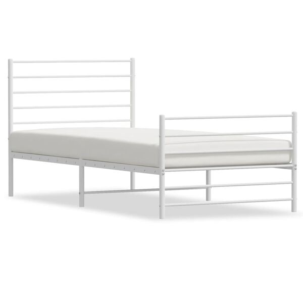 vidaXL Metal Bed Frame without Mattress with Footboard White 107x203cm