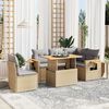 vidaXL 6 Piece Garden Sofa Set with Cushions Beige Poly Rattan
