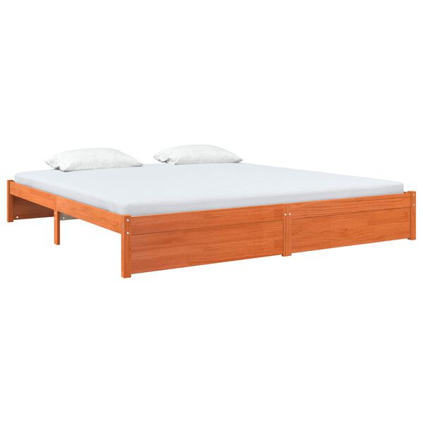vidaXL Bed Frame Wax Brown 200 x 200 cm Solid Pine Wood