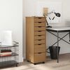 vidaXL Rolling Cabinet with Drawers MOSS Honey Brown Solid Wood Pine