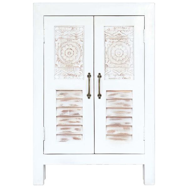 vidaXL Carved Sideboard White 60x30x89 cm Solid Mango Wood