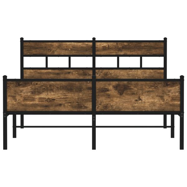 vidaXL Metal Bed Frame without Mattress Smoked Oak 160x200 cm