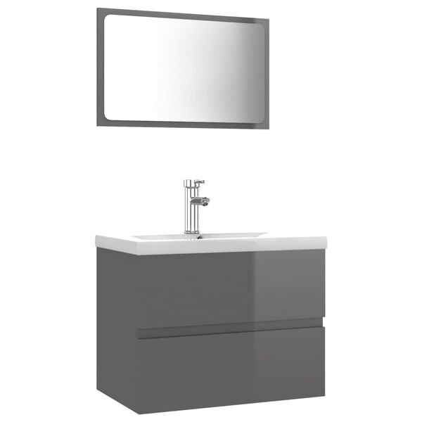 vidaXL Bathroom Furniture Set High Gloss Grey Engineered Wood