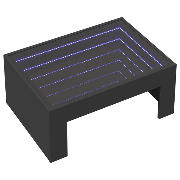 vidaXL Coffee Table with Infinity LED Black 70x50x30 cm