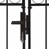 vidaXL Fence Gate Double Door with Arched Top Steel 300x150 cm Black