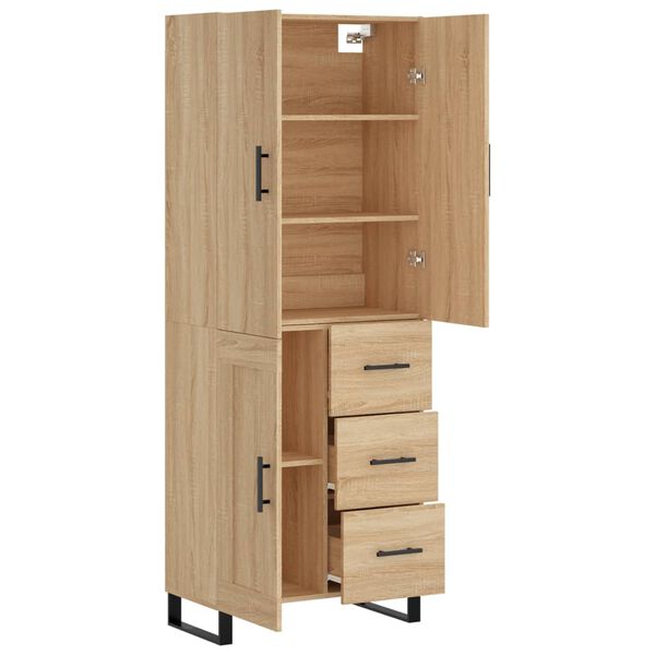 vidaXL Highboard Sonoma Oak 69.5x34x180 cm Engineered Wood