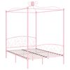 vidaXL Canopy Bed Frame without Mattress Pink Metal 140x200 cm