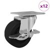 vidaXL Caster 12 pcs Black and silver 50.7 x 50.7 x 24.4 mm