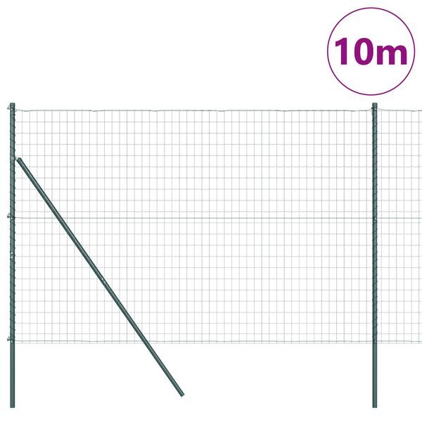 vidaXL Fence with Post Green 1.6 x 10 m Steel and PVC