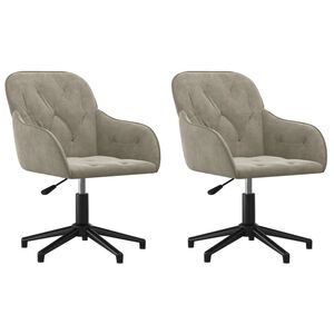 vidaXL Swivel Dining Chairs 2 pcs Light Grey Velvet