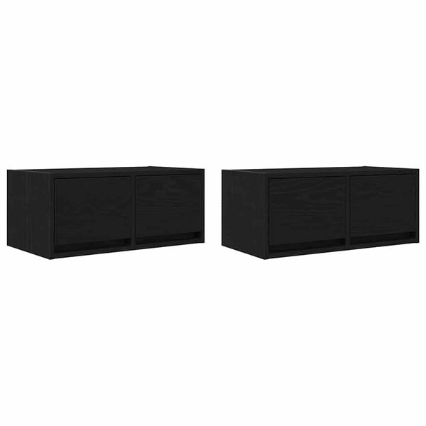 vidaXL TV Cabinets 2 pcs Black Oak 60x31x25.5 cm Engineered Wood
