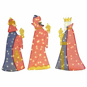 vidaXL 3 Wise Men Christmas Lighting 3 pcs Warm White 105 cm Fabric
