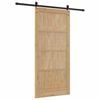 vidaXL Sliding Door Natural and Black 93 x 202 cm Solid Pine Wood