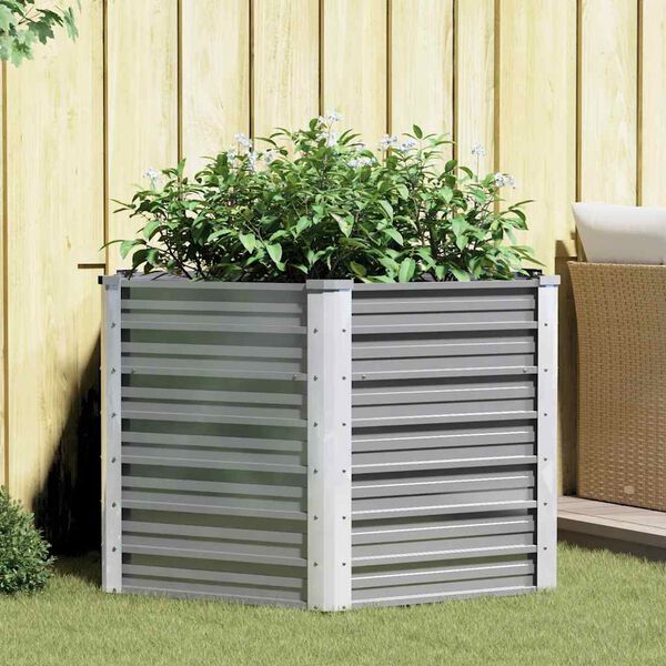 vidaXL Garden Raised Bed Galvanised Steel 129x129x77 cm Grey