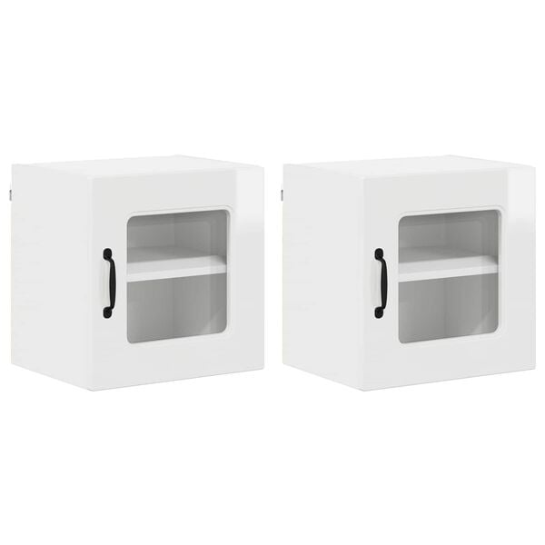 vidaXL Kitchen Cabinet Kalmar 2 pcs High Gloss White 40 x 31 x 40 cm
