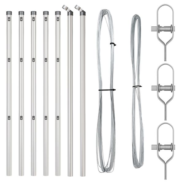 vidaXL Fence Posts Manual 7 pcs Silver Ø32mm 80 cm Galvanised steel