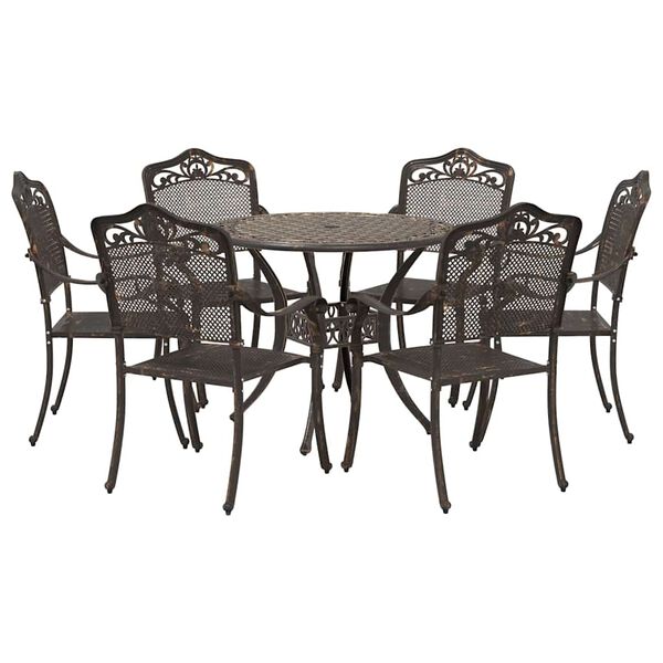 vidaXL Garden Dining Set 7 pcs Bronze Aluminium