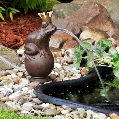 HI Metal Water Fountain Frog King Brown