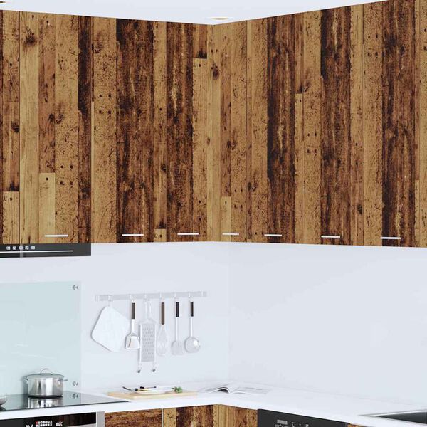 vidaXL Hanging Cabinet with Door Old Wood and White 57 x 57 x 100 cm