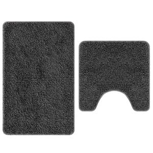 vidaXL Anti-slip Bath Mat Set 2 pcs Dark Grey PP