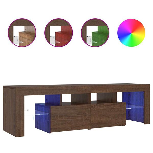 vidaXL TV Cabinet with LED Lights Brown Oak 140x36.5x40 cm