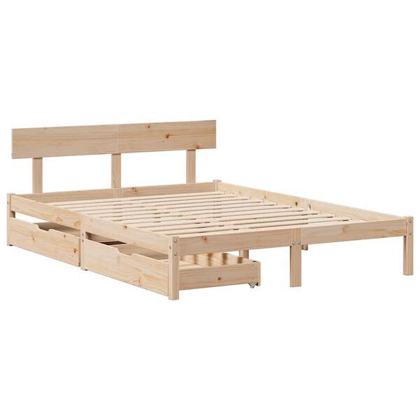 vidaXL Bed Frame without Mattress 150x200 cm King Size Solid Wood Pine