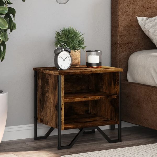 vidaXL Bedside Cabinet Smoked Oak 2 pcs 40x30x40 cm Engineered Wood